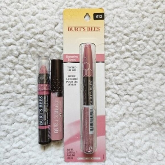 Burt's Bees Tinted Lip Oil Crayon Gloss Showering Sunset Ocean Sunrise Lot Of 3 - Picture 1 of 3